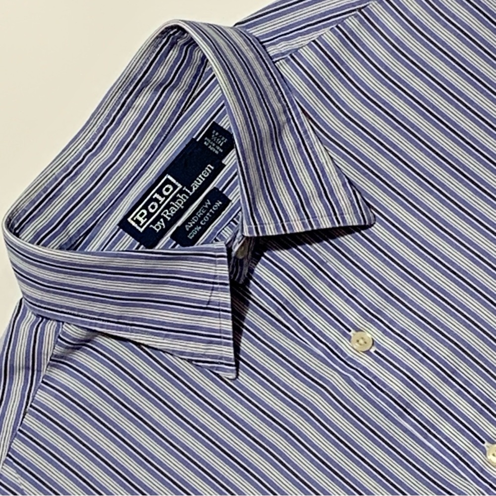 Polo Ralph Lauren Dress Shirt Andrew Striped Long Sleeve Mens Size 16.5 32/33‎